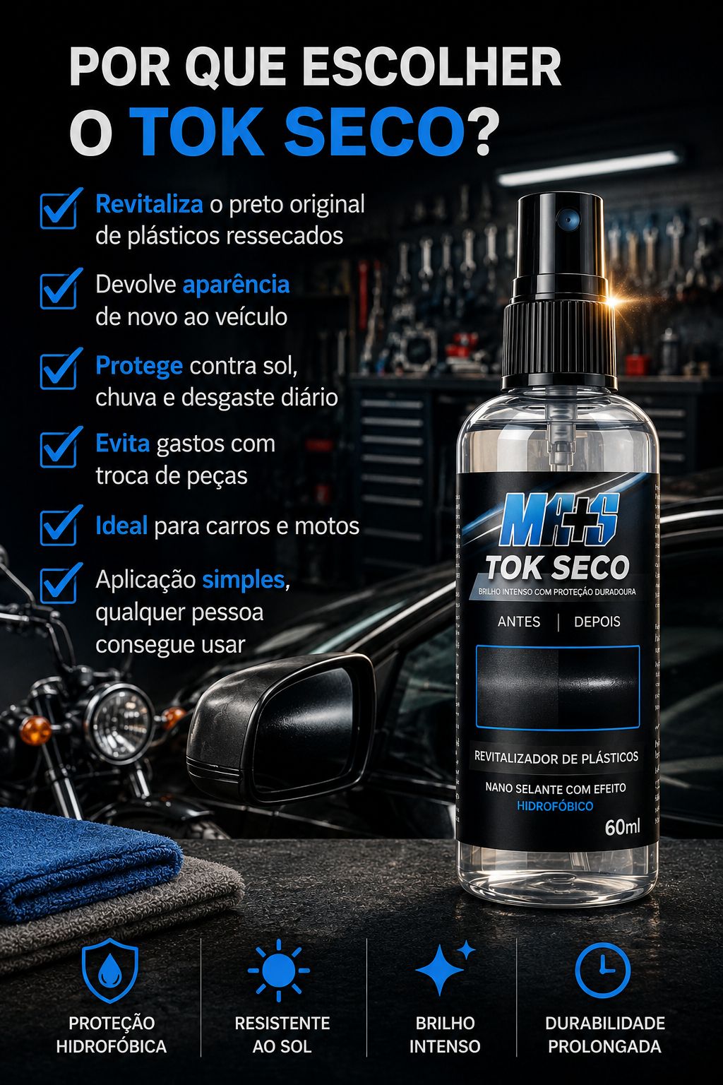 TOK SECO- Revitalizador de Plásticos - LEVE 2 E PAGUE MENOS COM FRETE GRÁTIS