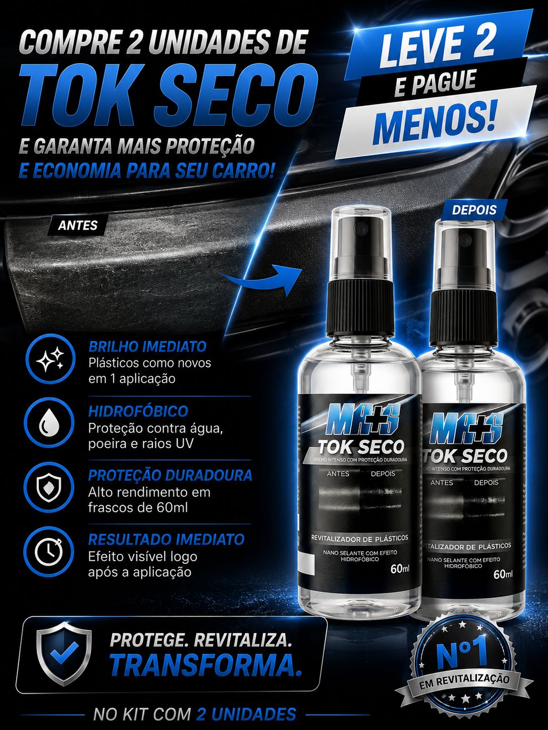 TOK SECO- Revitalizador de Plásticos - LEVE 2 E PAGUE MENOS COM FRETE GRÁTIS