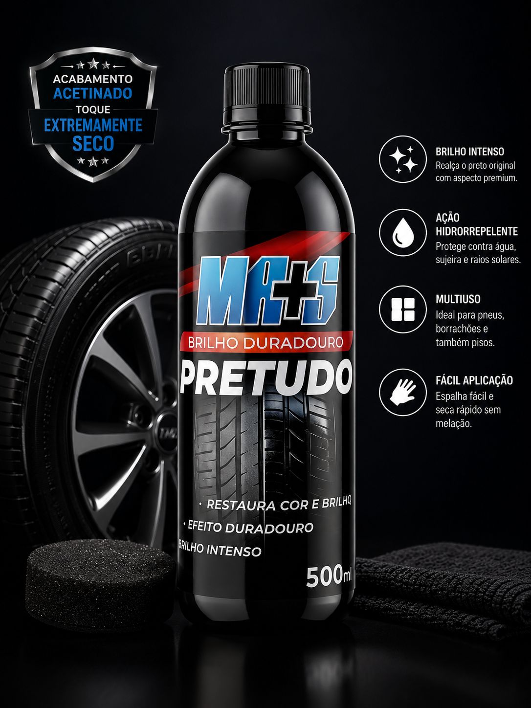 PRETUDO 500ml - BRILHO INTENSO E DURADOURO - ENVIO COM FRETE GRÁTIS!