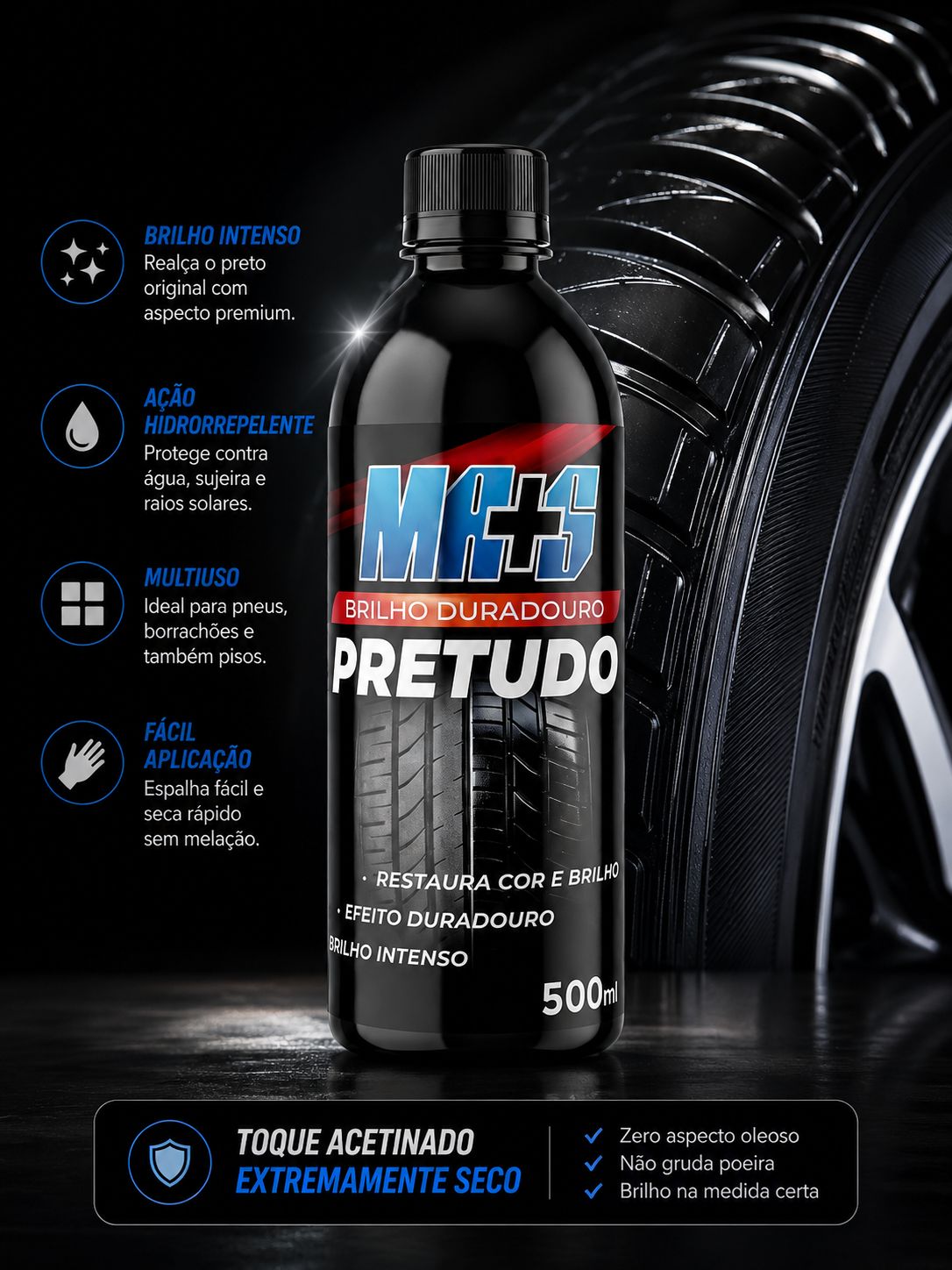 PRETUDO 500ml - BRILHO INTENSO E DURADOURO - ENVIO COM FRETE GRÁTIS!