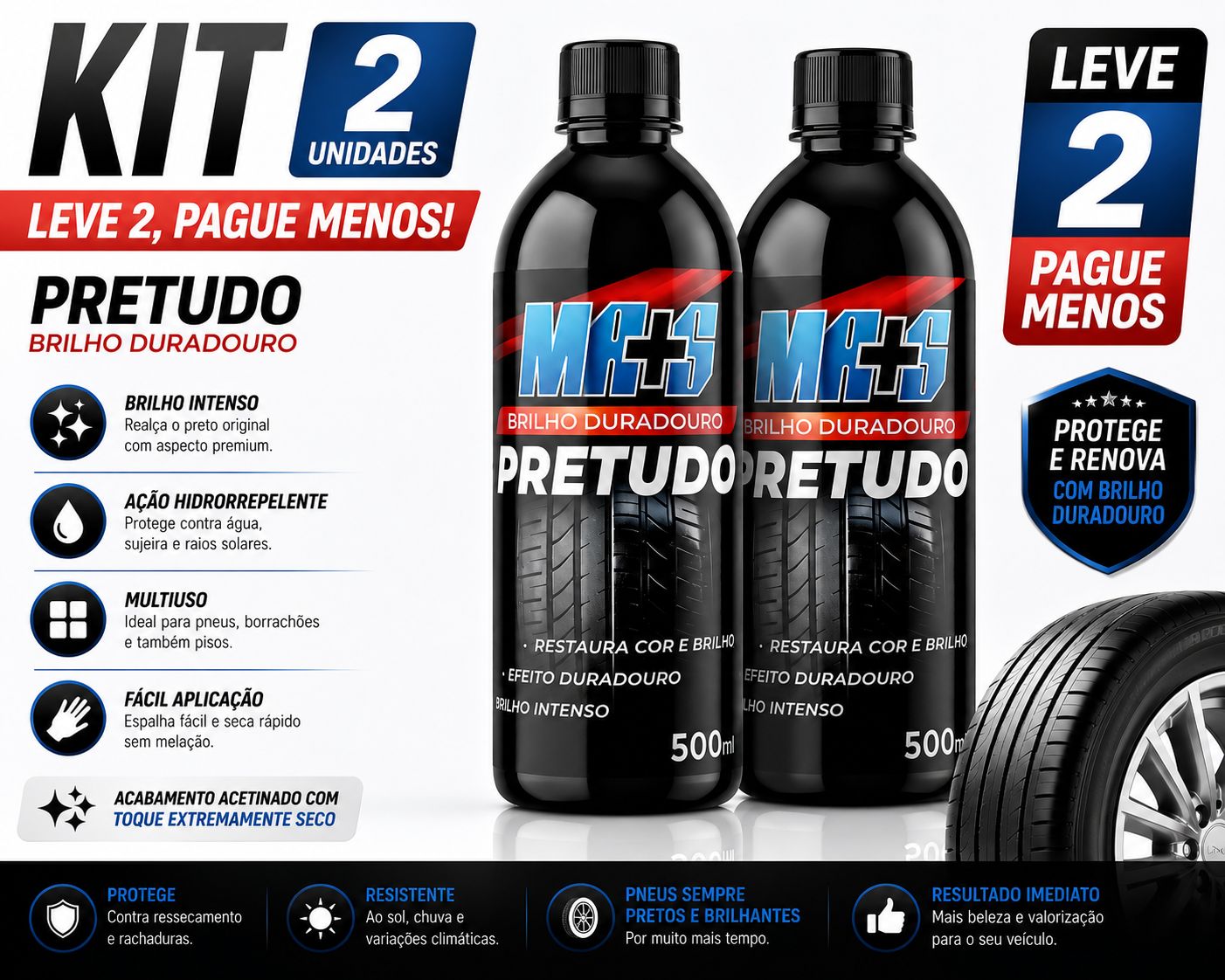 PRETUDO 500ml - BRILHO INTENSO E DURADOURO - ENVIO COM FRETE GRÁTIS!