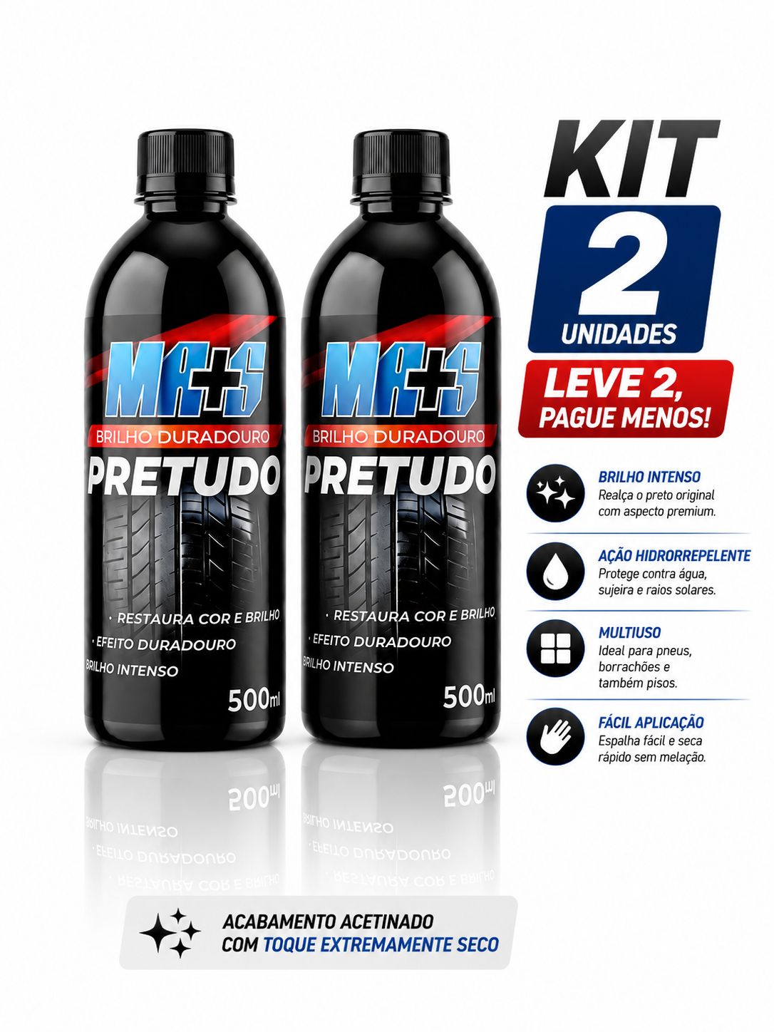 PRETUDO 500ml - BRILHO INTENSO E DURADOURO - ENVIO COM FRETE GRÁTIS!